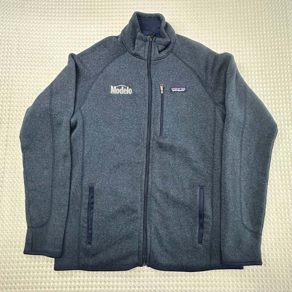 Patagonia Full-Zip Fleece Jacket Navy Blue Cerveza Modelo Embroidered Logo